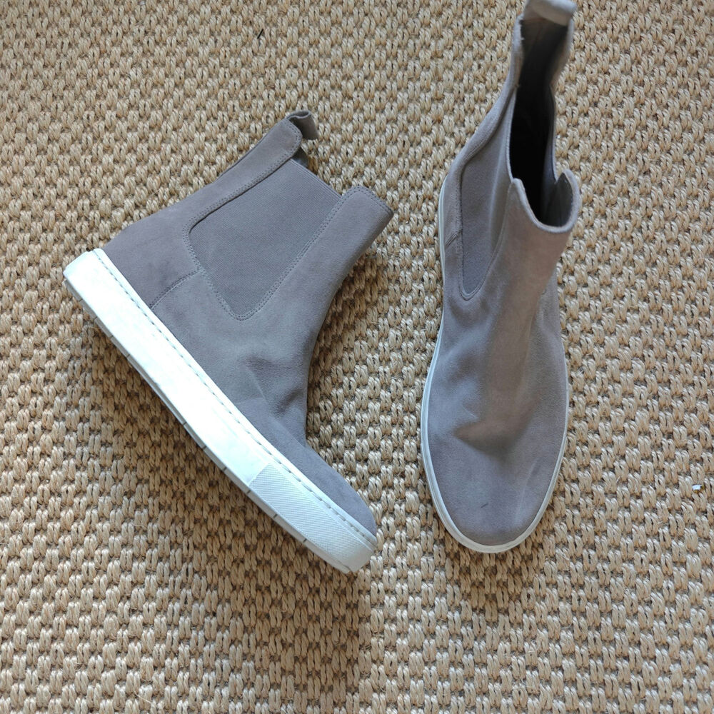Vince Newlyn Taupe Suede Chelsea Sneaker Boots Water Repellent Size 7